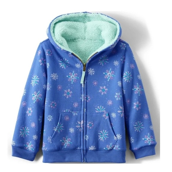 Lands’ End Kids Reversible Sherpa Fleece Hoodie - Picture 1 of 16